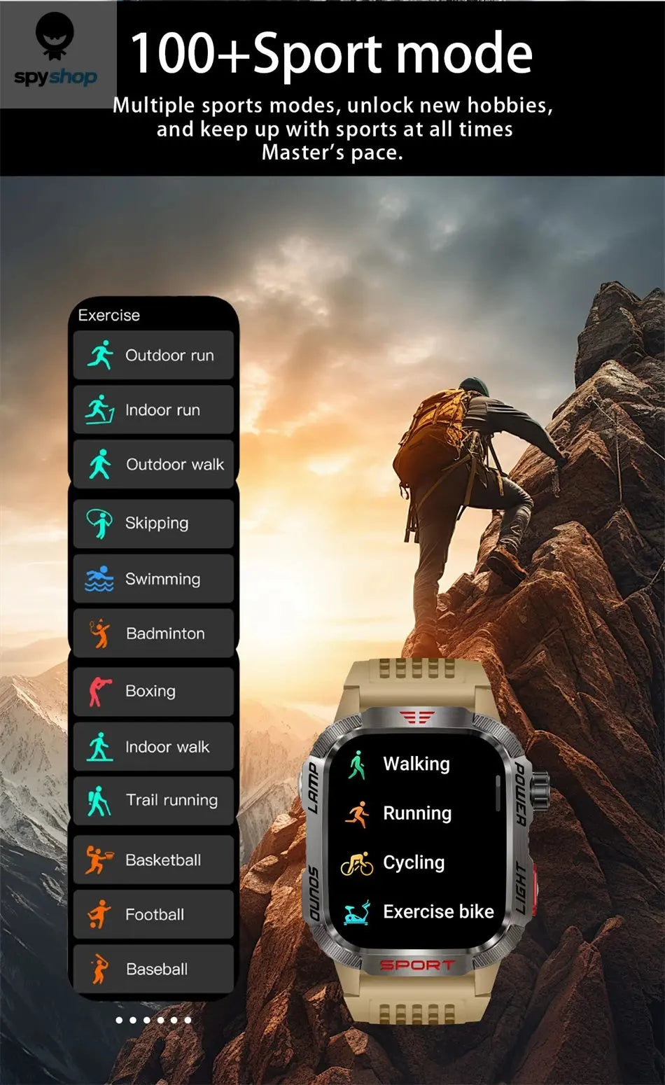 New For Huawei Xiaomi Military GPS Smart Watch Men Flashlight Compass Waterproof Outdoor Sport Tracker Bluetooth Call Smartwatch Spy-shop.com