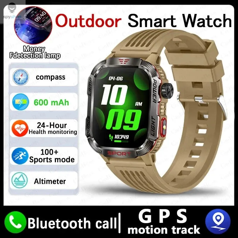 New For Huawei Xiaomi Military GPS Smart Watch Men Flashlight Compass Waterproof Outdoor Sport Tracker Bluetooth Call Smartwatch Spy-shop.com