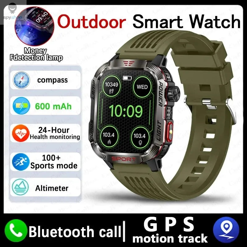 New For Huawei Xiaomi Military GPS Smart Watch Men Flashlight Compass Waterproof Outdoor Sport Tracker Bluetooth Call Smartwatch Spy-shop.com