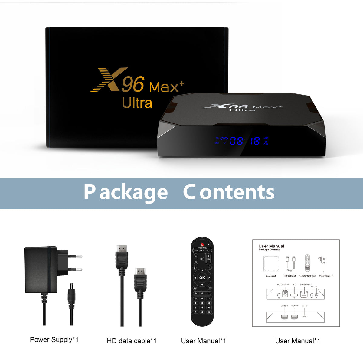 X96 Max+ Ultra Smart TV Box Amlogic S905X4 Quad Core 4GB RAM 32GB/64GB ROM Android 11.0 2.4G 5G WiFi BT4.X 1 4K 8K AV1 H.265 HEVC Video Decoder Home Media Player Set Top Box