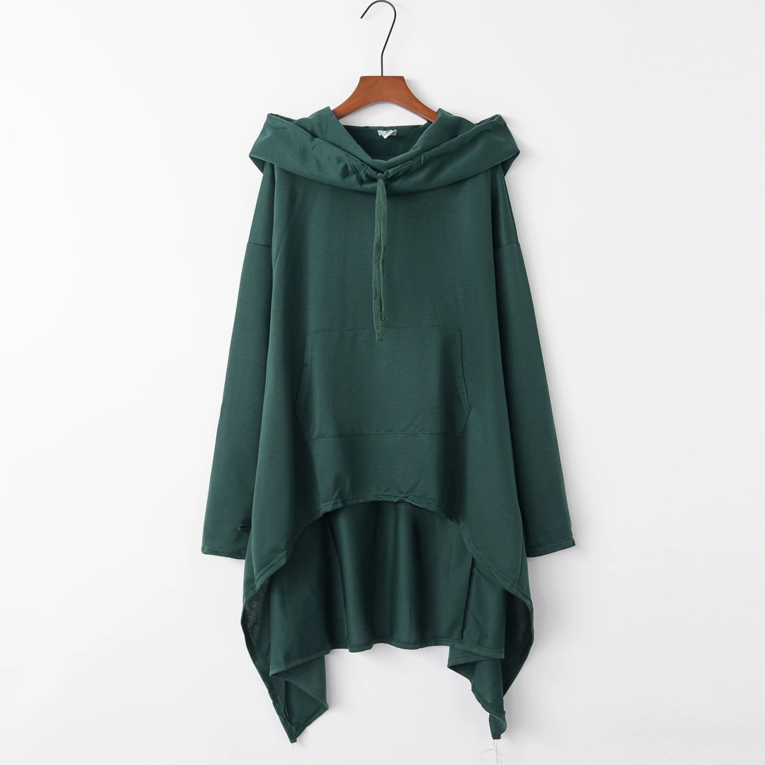 Damklänning med lång, lös hoodie och fickor i enfärgat utförande