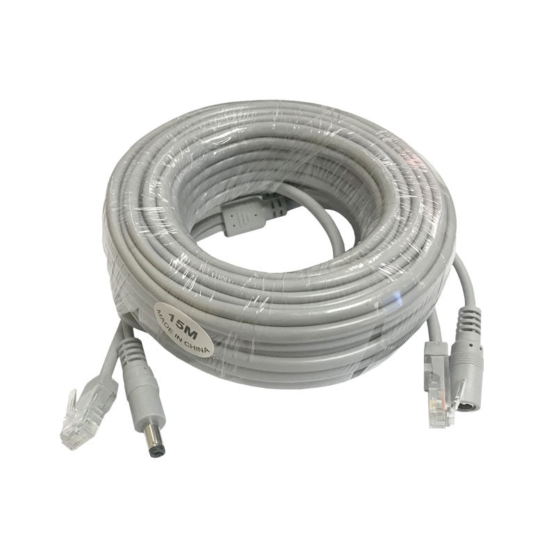 RJ45- ja tasavirtakaapeli valvontakameraan, vaihtoehtoina 5–20 m
