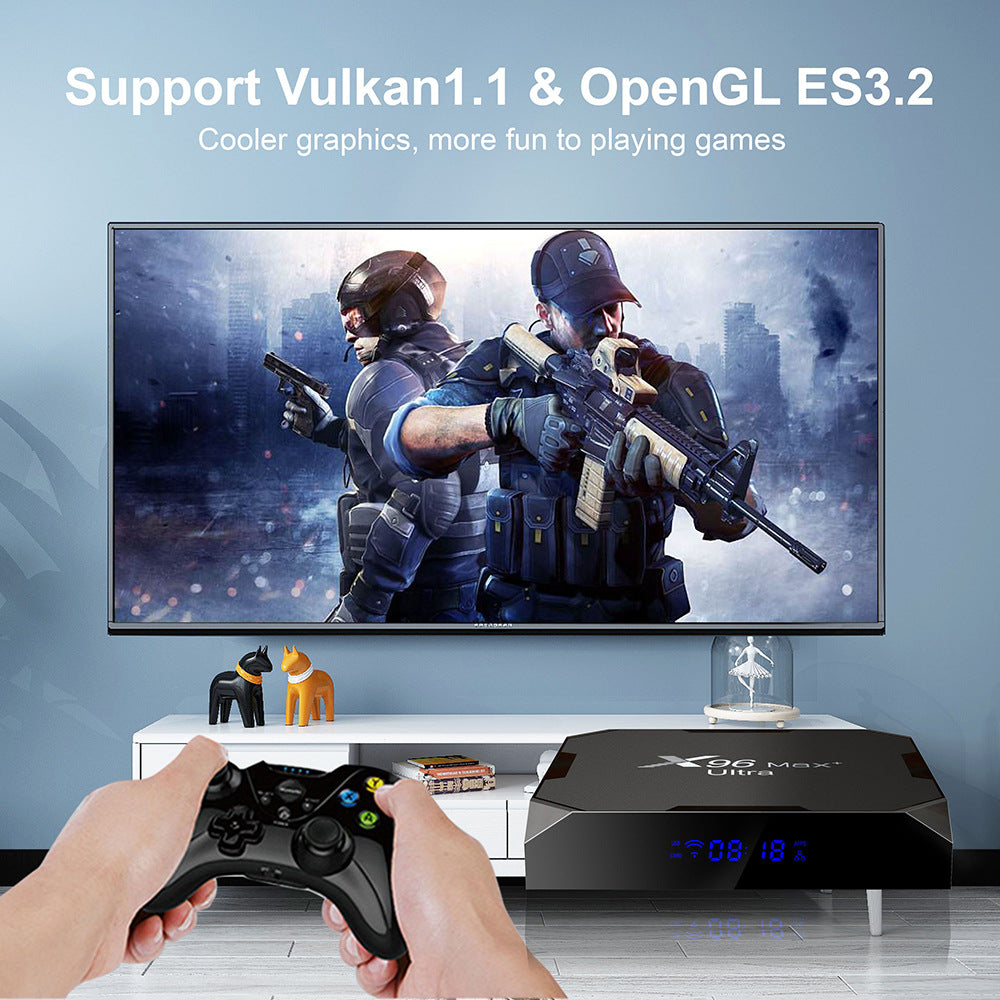 X96 Max+ Ultra Smart TV Box Amlogic S905X4 Quad Core 4GB RAM 32GB/64GB ROM Android 11.0 2.4G 5G WiFi BT4.X 1 4K 8K AV1 H.265 HEVC Video Decoder Home Media Player Set Top Box