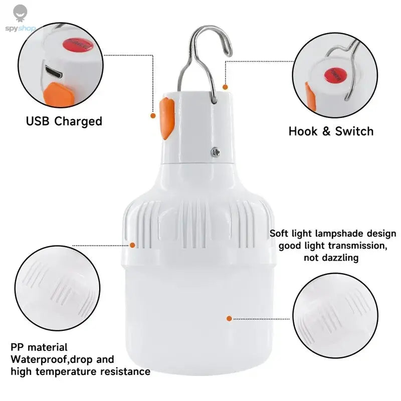 Outdoor USB Rechargeable LED Lamp Bulbs High Brightness Emergency Light Hook Up Camping Fishing Portable Lantern Night Lights Spy-shop.com