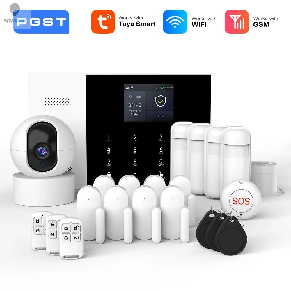 PGST Residential Tuya Smart Gsm Wifi Alarm System for Home Wireless Security Alarm House Smart Life App Control work with ALexa Spy-shop.com