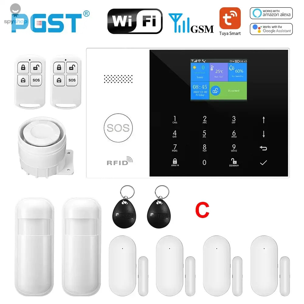 PGST Residential Tuya Smart Gsm Wifi Alarm System for Home Wireless Security Alarm House Smart Life App Control work with ALexa Spy-shop.com