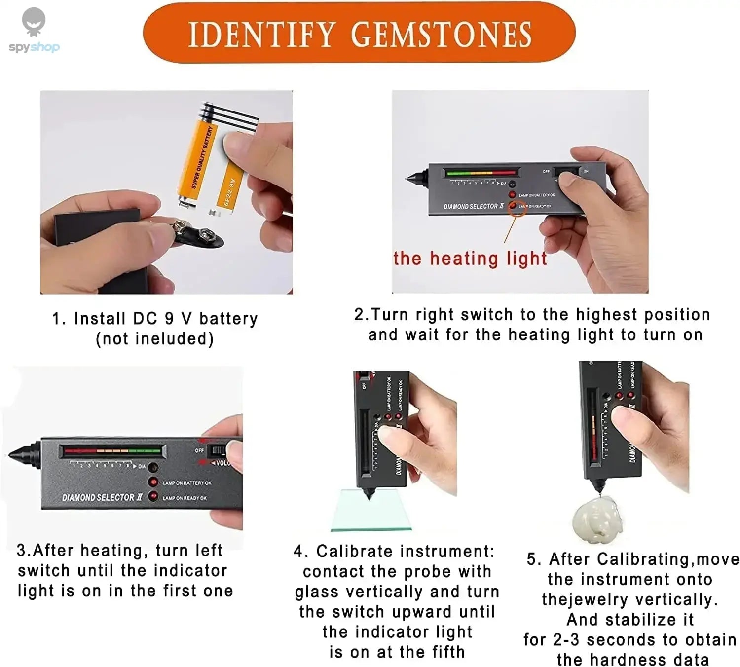 PHYHOO High Accuracy Professional Jeweler Diamond Tester Pen Jewelry Diamond  Selector For Novice and Expert Spy-shop.com