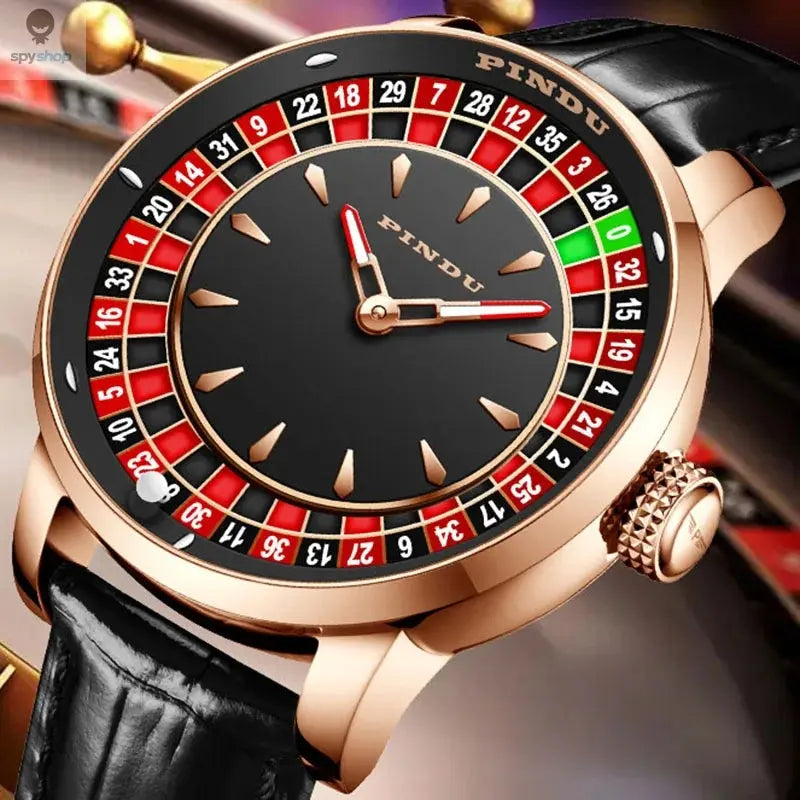 PINDU Design Mechanical Watch NH35 Movement Arabic numerals Rotating Dial Roulette Automatic Watch Diamond Luminous Hands P6616 Spy-shop.com