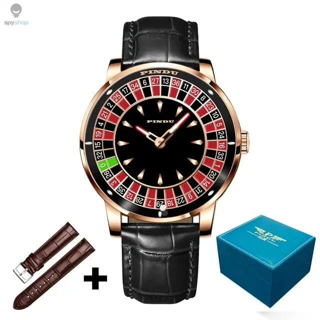PINDU Design Mechanical Watch NH35 Movement Arabic numerals Rotating Dial Roulette Automatic Watch Diamond Luminous Hands P6616 Spy-shop.com