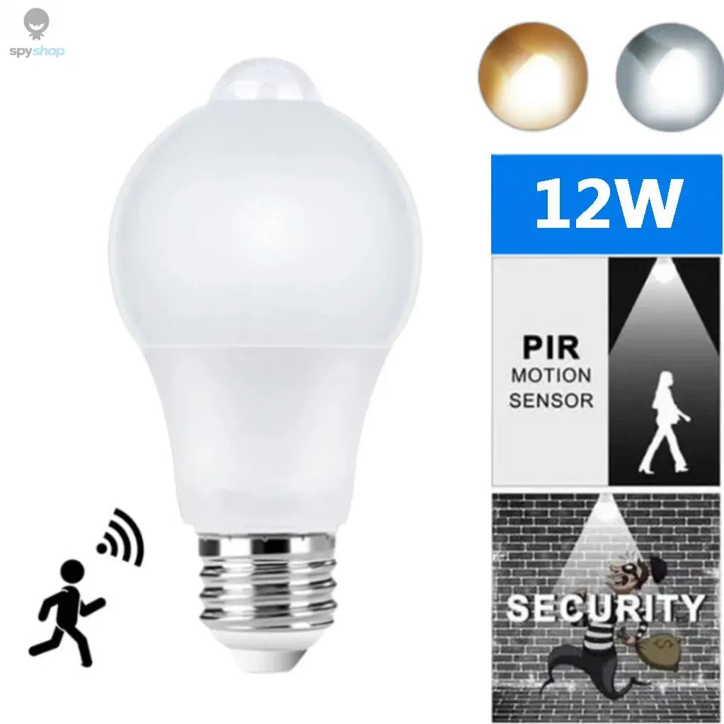 PIR Motion Sensor LED Light Bulb 12W E27 Smart Bulb Motion Activated ON/OFF Home Lights Lamp with Motion Sensor for Home Stair Spy-shop.com