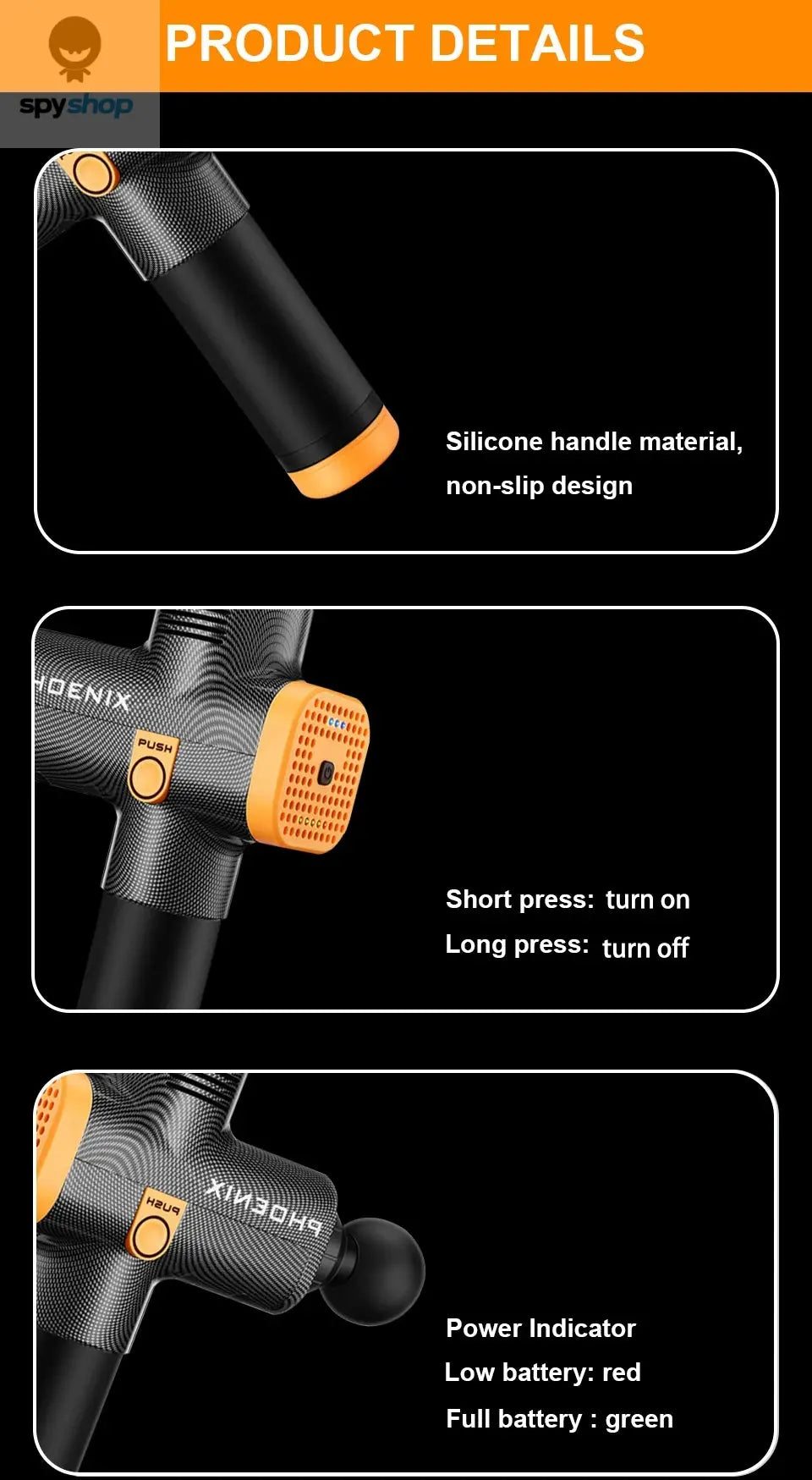 Phoenix A2 Massage Gun Muscle Relaxation Deep Tissue Massager Dynamic Vibrator Back Portable Handheld Display Fascia Gun Massage 