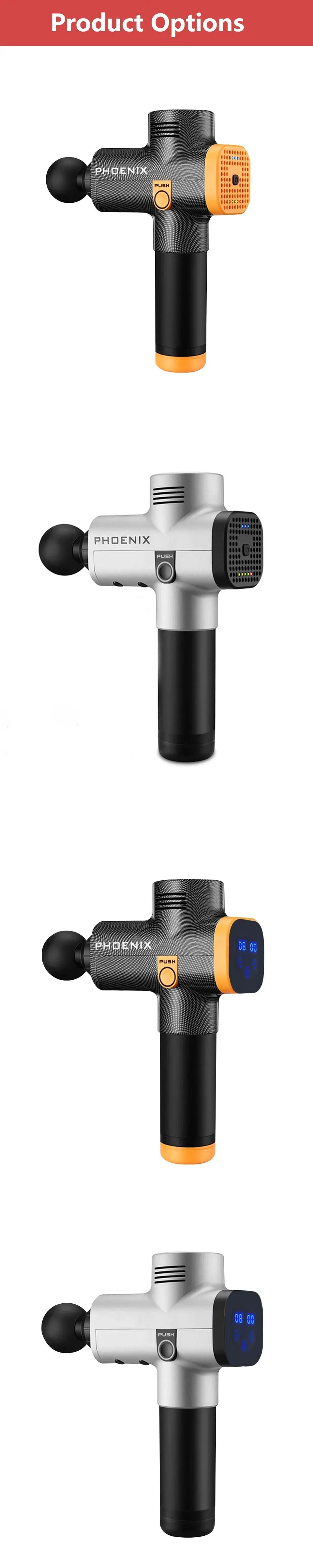 Phoenix A2 Massage Gun Muscle Relaxation Deep Tissue Massager Dynamic Vibrator Back Portable Handheld Display Fascia Gun Massage 