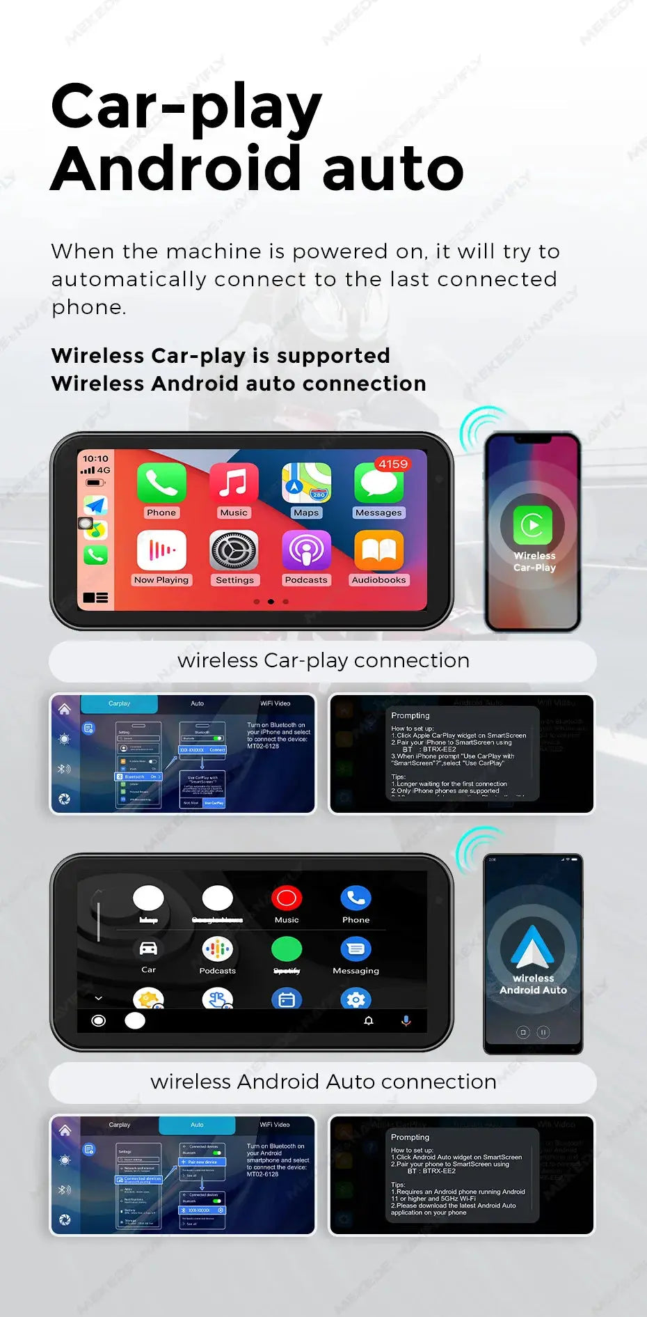 Portable 6.25 inch IP67 Waterproof Motorcycle GPS Navigation Wireless Carplay Android Auto DVR Drive Recorder Moto Monitor WIFI Spy-shop.com