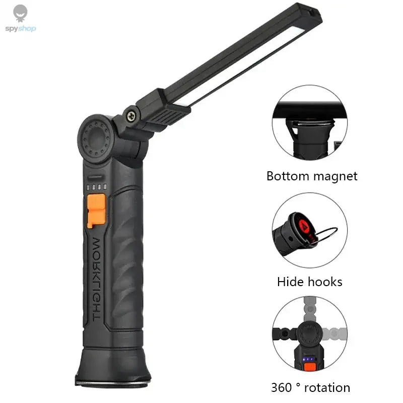 Portable COB LED Flashlight USB Rechargeable Work Light Magnetic Lanterna Hanging Lamp with Built-in Battery Camping Torch Spy-shop.com