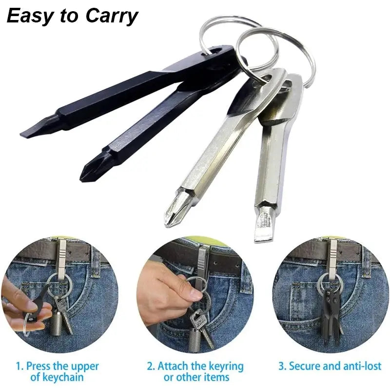 Portable Phillips Slotted Screwdriver Set Key Ring Keychain Mini Pocket Keyring Cross Screw Driver Repair Tool Gadget EDC Small Spy-shop.com
