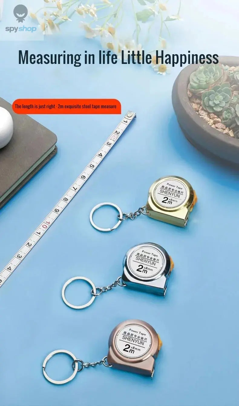 Portable mini tape measure Small household measuring tape retractable 2m Mild steel key chain tape measure Mini measuring tools Spy-shop.com