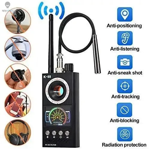 Professional Anti Spy Camera Detector K68 Bug Scanner Security Protection RF Signal Cam Hidden Gadgets Car GPS Tracker Finder Spy-shop.com