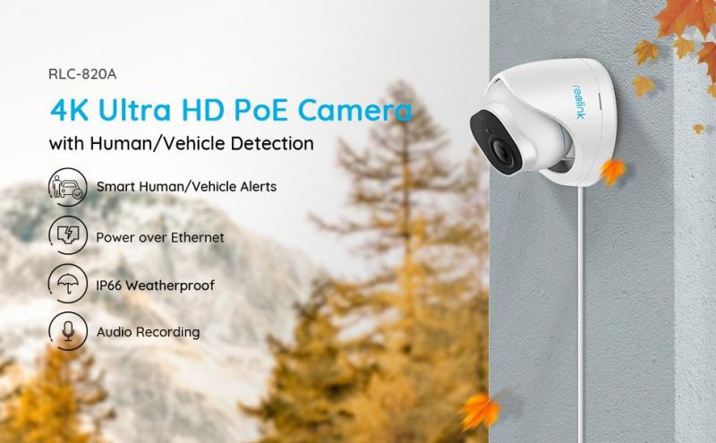 REOLINK RLC-820A Video Surveillance Camera: High-Resolution 4K, Advanced IP PoE System with Human/Vehicle/Pet Detection, 25FPS Daytime, 100Ft IR Night Vision, Expandable Storage up to 256GB microSD Card, Two-Way Audio, and Motion Alerts Included - Spy-shop.com