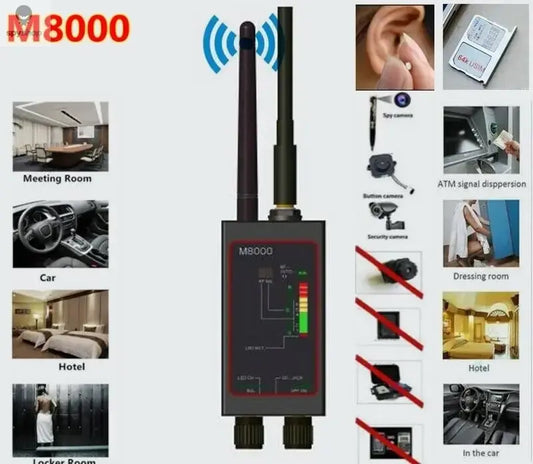 RF Bug Detector M8000 Camera Detector GPS Tracker Finder Spy Gadgets Scanner Anti Spy Lens CDMA GSM Listening Device Detectors Spy-shop.com