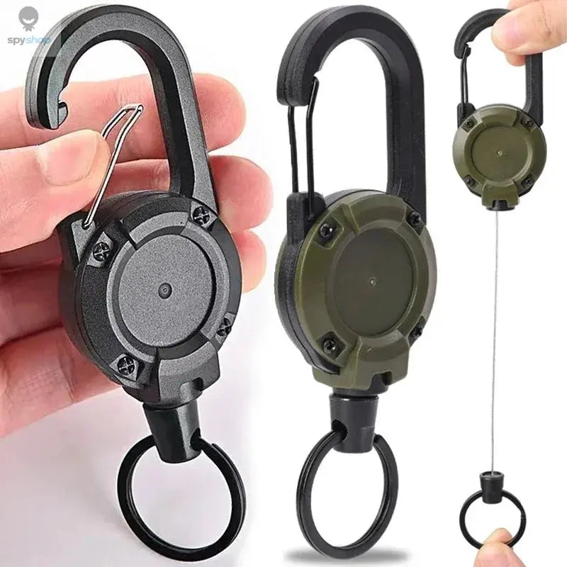 Retractable Heavy Duty Pull Reel Carabiner Key Chains Strong Steel Wire Rope Buckle Spring Key Ring Outdoor Sporty Keychain Tool Spy-shop.com