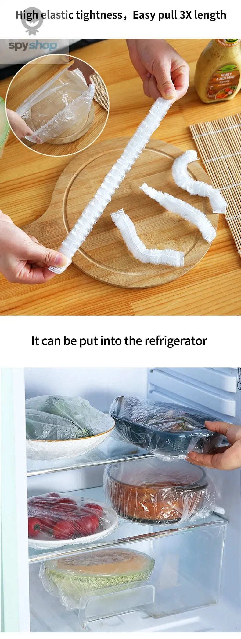 Reusable Disposable Food Cover Plastic Wrap Durable Elastic Food Lids for Bowls Elastic Plate Covers For Kitchen Food Saver Bag Spy-shop.com