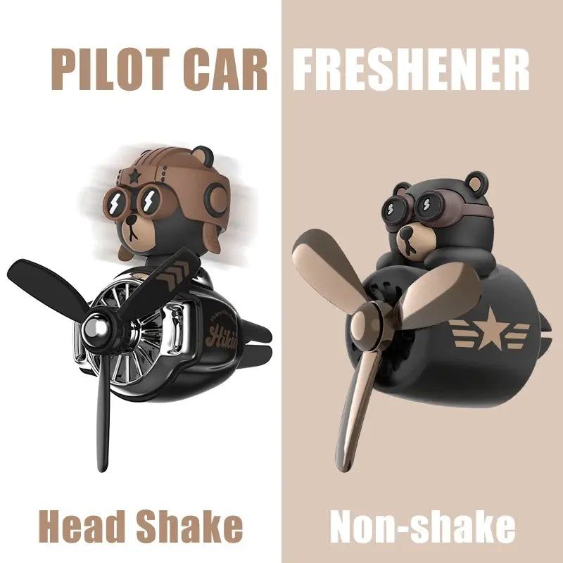 Rotating airplane pilot bear car air fresheners accessories interior decorations fan vent clips perfume fragrance diffuser aroma 