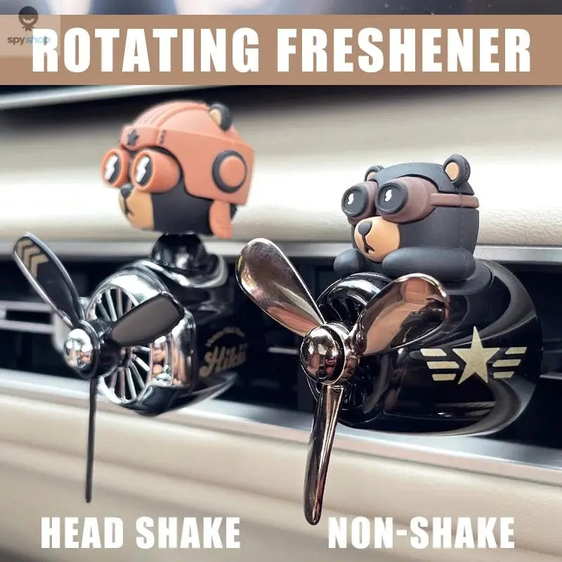 Rotating airplane pilot bear car air fresheners accessories interior decorations fan vent clips perfume fragrance diffuser aroma 