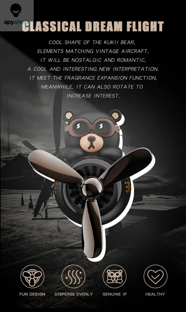 Rotating airplane pilot bear car air fresheners accessories interior decorations fan vent clips perfume fragrance diffuser aroma 