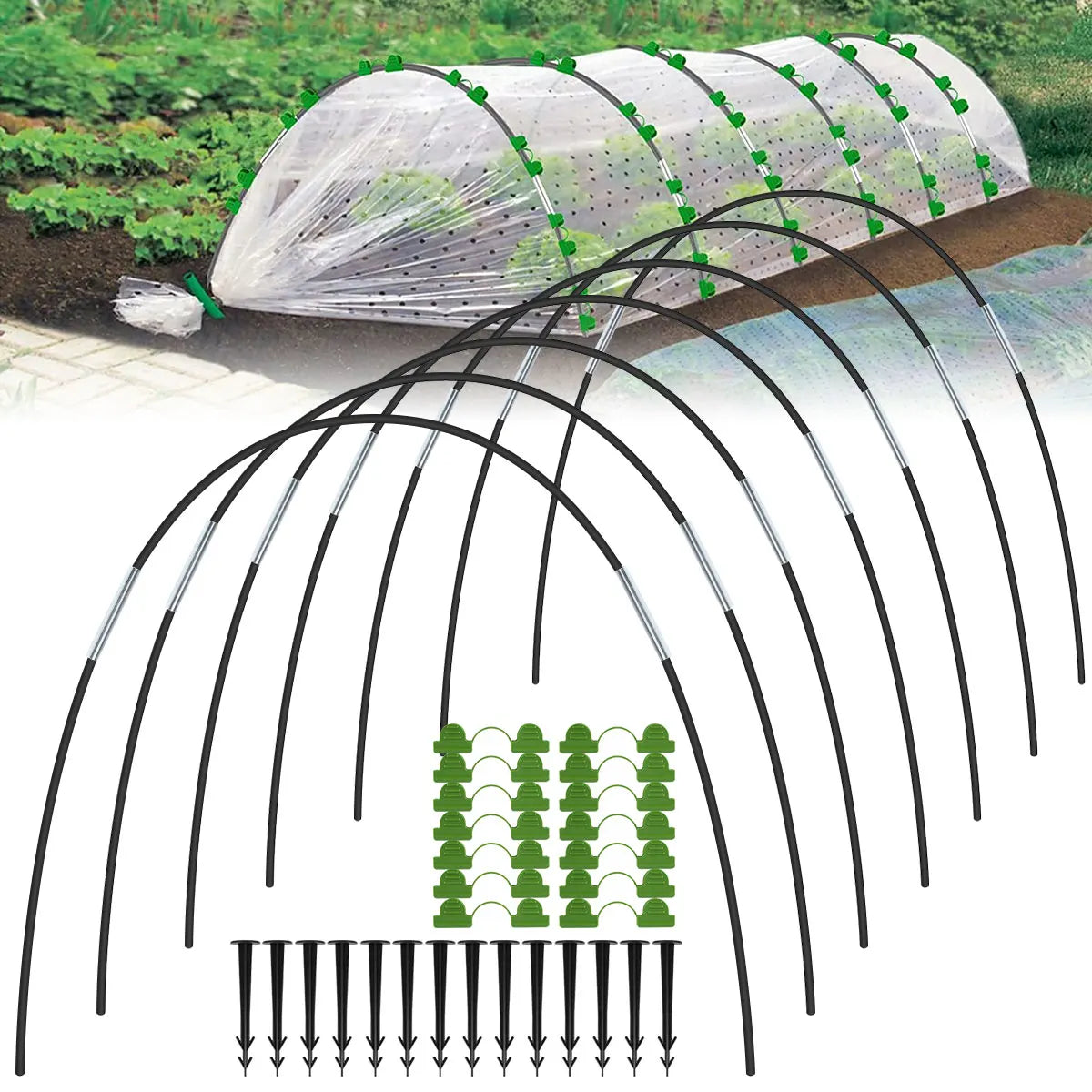 Fibreglass Plant-Tunnel Support Set, 21/30 Pieces