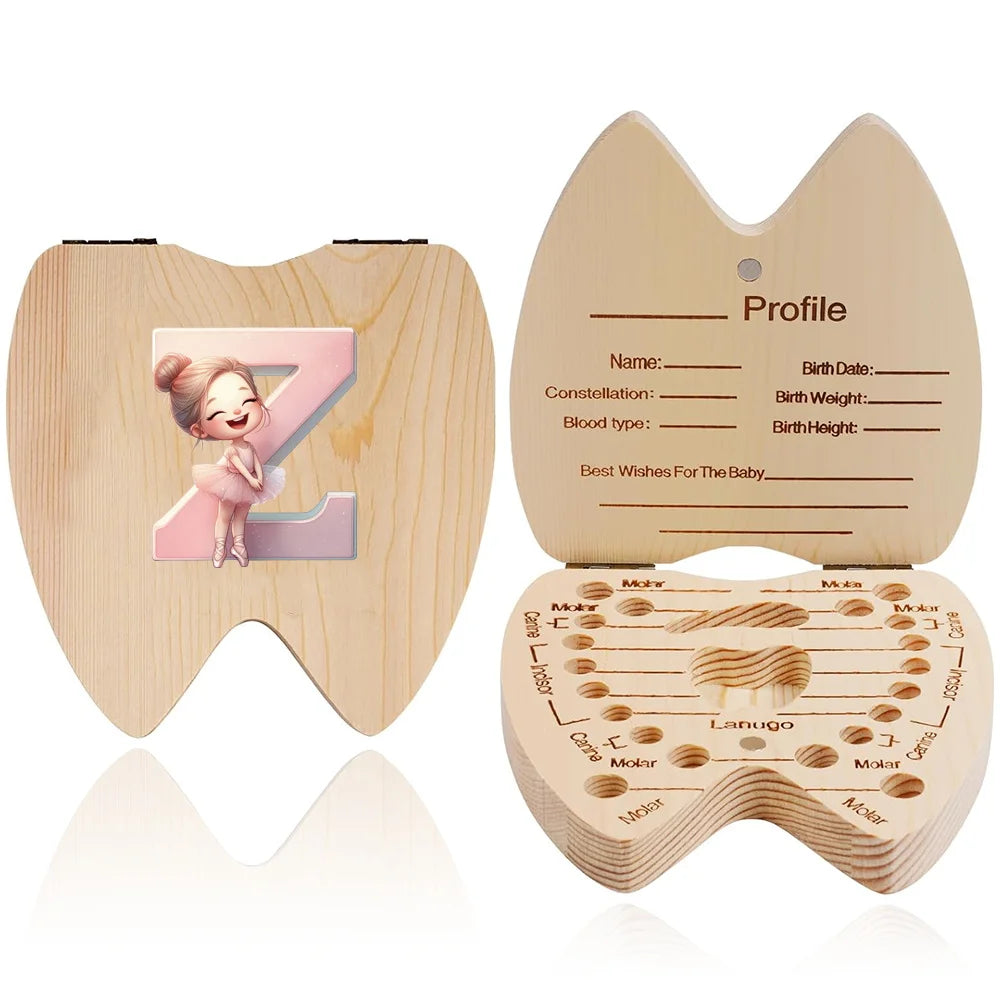 Wooden Baby-Tooth Keepsake Box, Letter Options