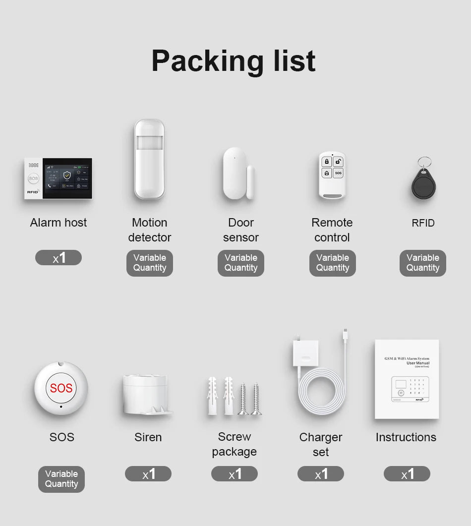 PGST Wireless Home Security Alarm System Work with Tuya 4G 2G GSM WIFI Smart Home 433MHz App Control With Alexa