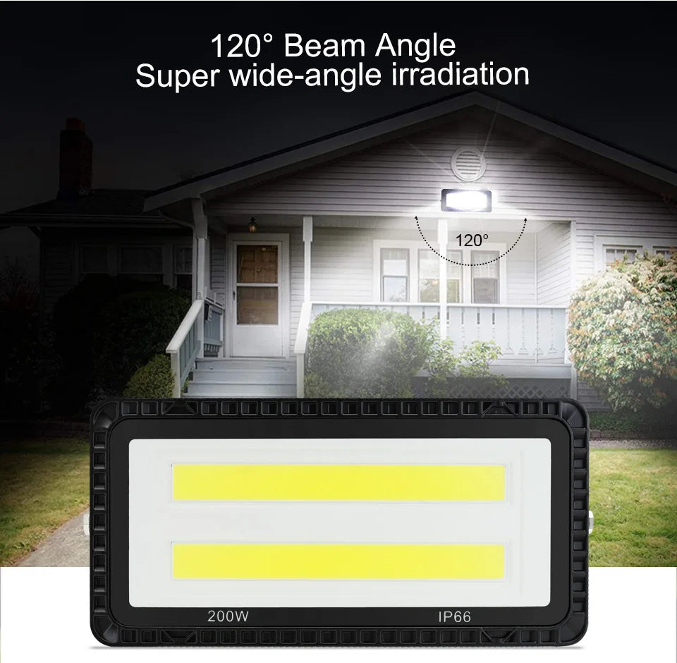 LED Flood Lights AC 220V 200W 100W 50W IP66 Waterproof Outdoor Garden Wall Lighting Projector Landscape Spotlight COB Floodlight