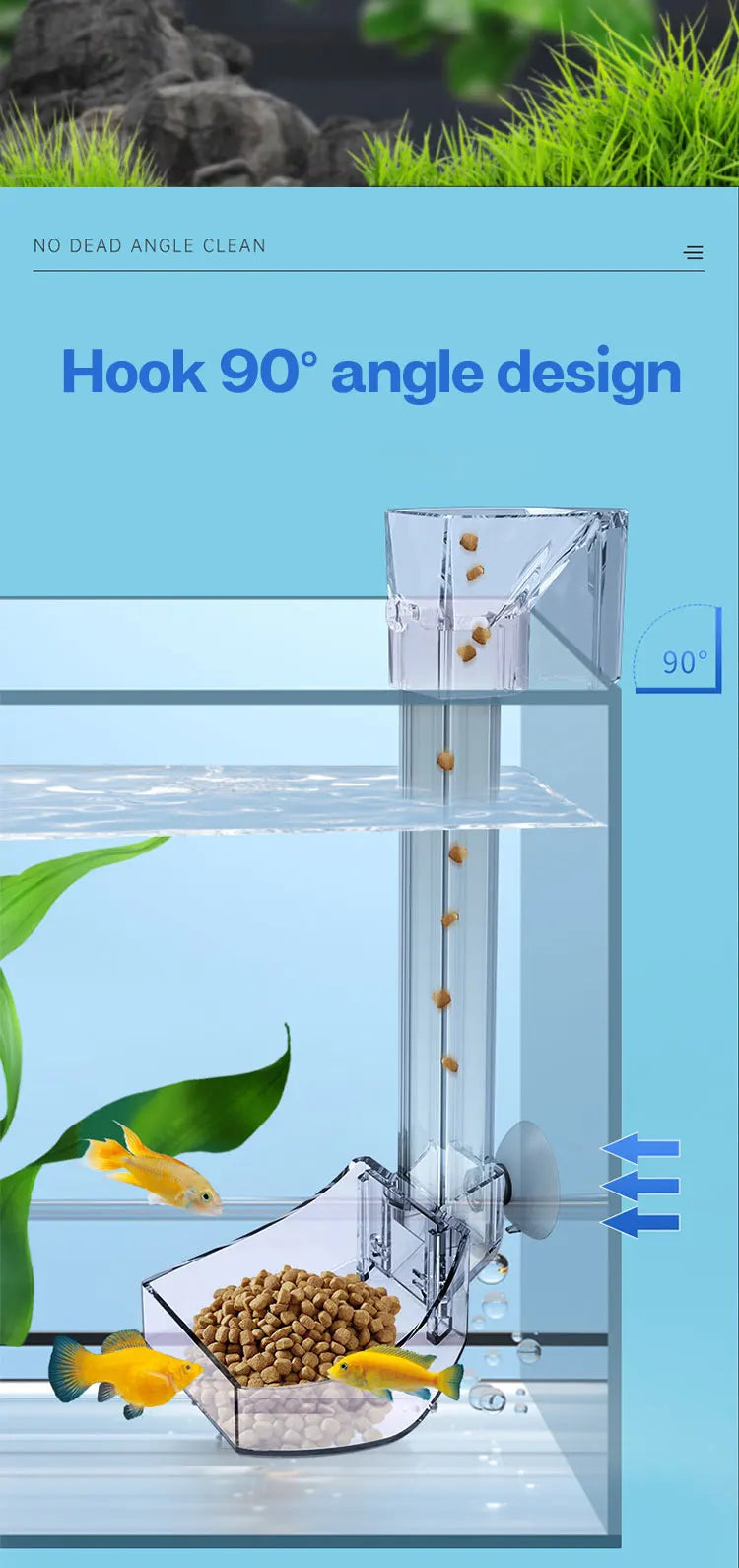 Aquarium Acrylic Feeding tube Anti-stuck fish design Transparent fish feeder Suitable for a variety of fish tanks 