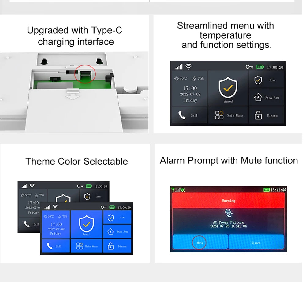 4.3-Inch Smart Home Alarm System with Touch Screen, WiFi, 4G, and Infrared Sensor