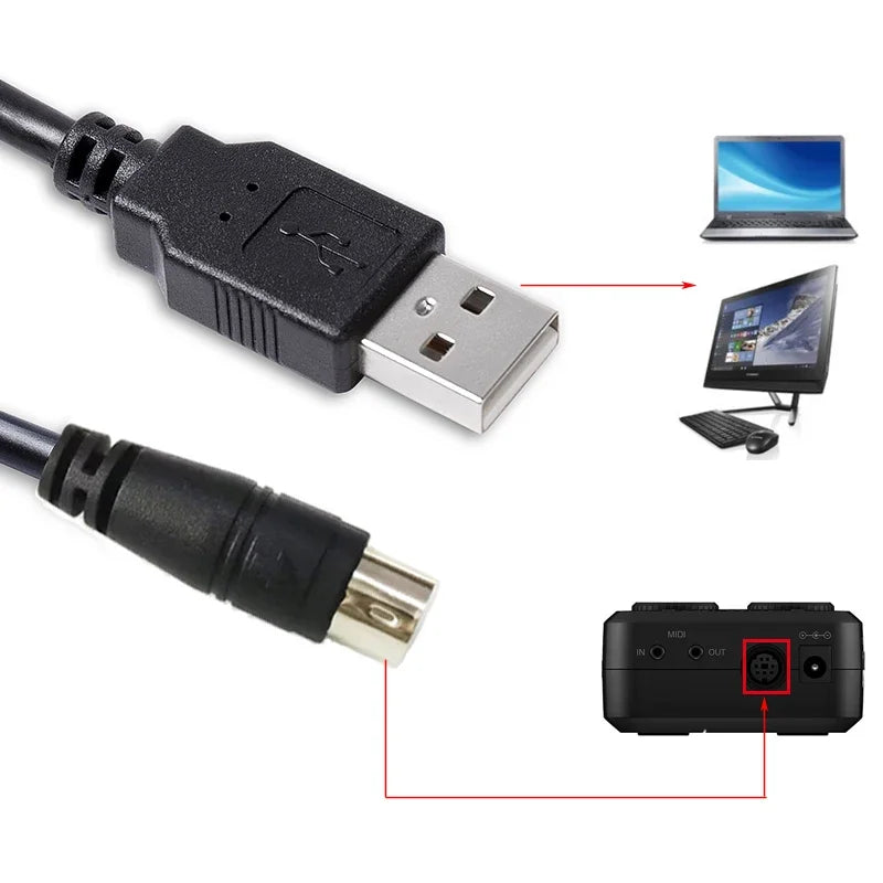 USB to 7-Pin Mini-DIN Interface Cable