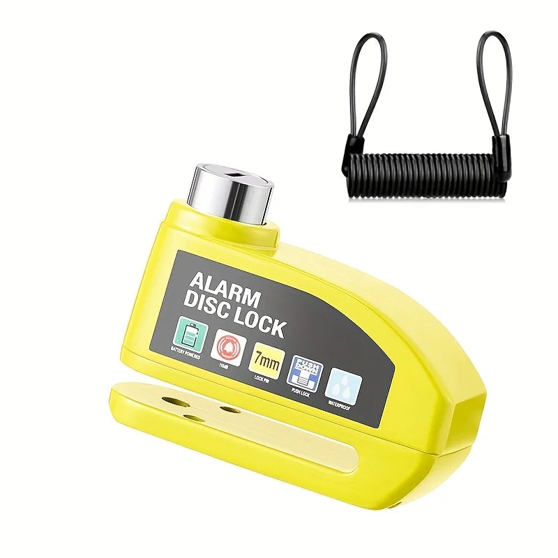 Candado de disco de alarma con línea de recordatorio, motocicleta, scooter, bicicleta, aleación de aluminio, candado de seguridad antirrobo, protección antirrobo, candado de disco con cable de acero