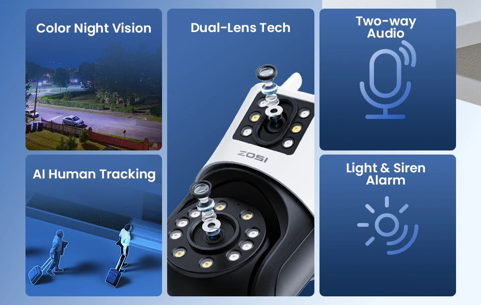 ZOSI 8MP Dual-Lens WiFi PTZ Outdoor Security Camera
