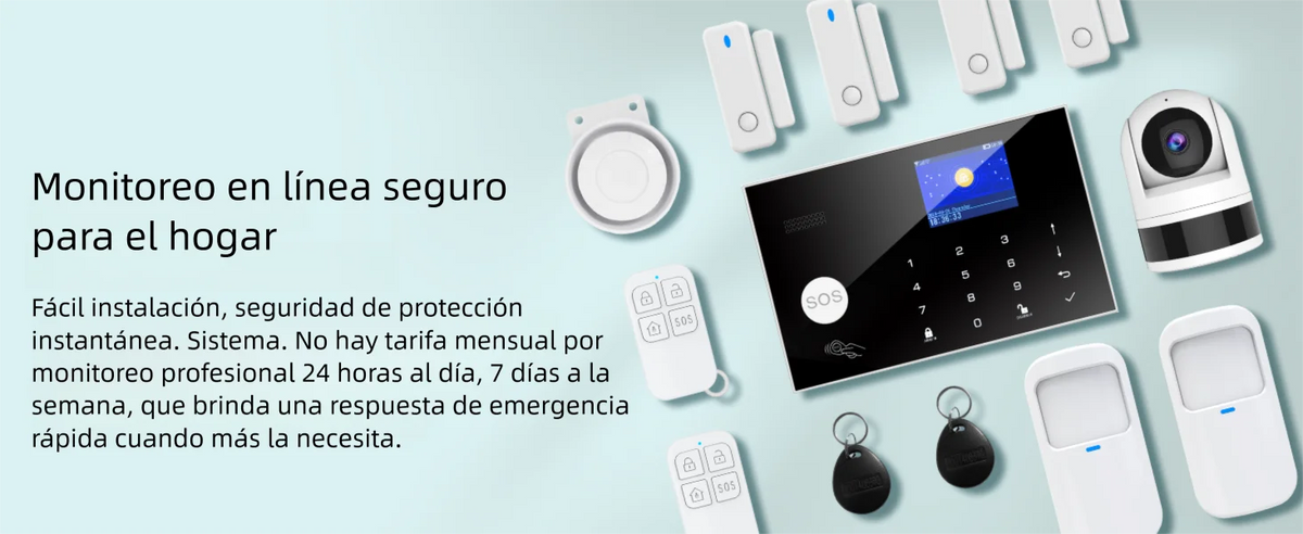 Tugard Hemlarmsystem Kit med Kamera WiFi GSM Fjärrkontroll Dörr Fönster Sensor för Hemlarm