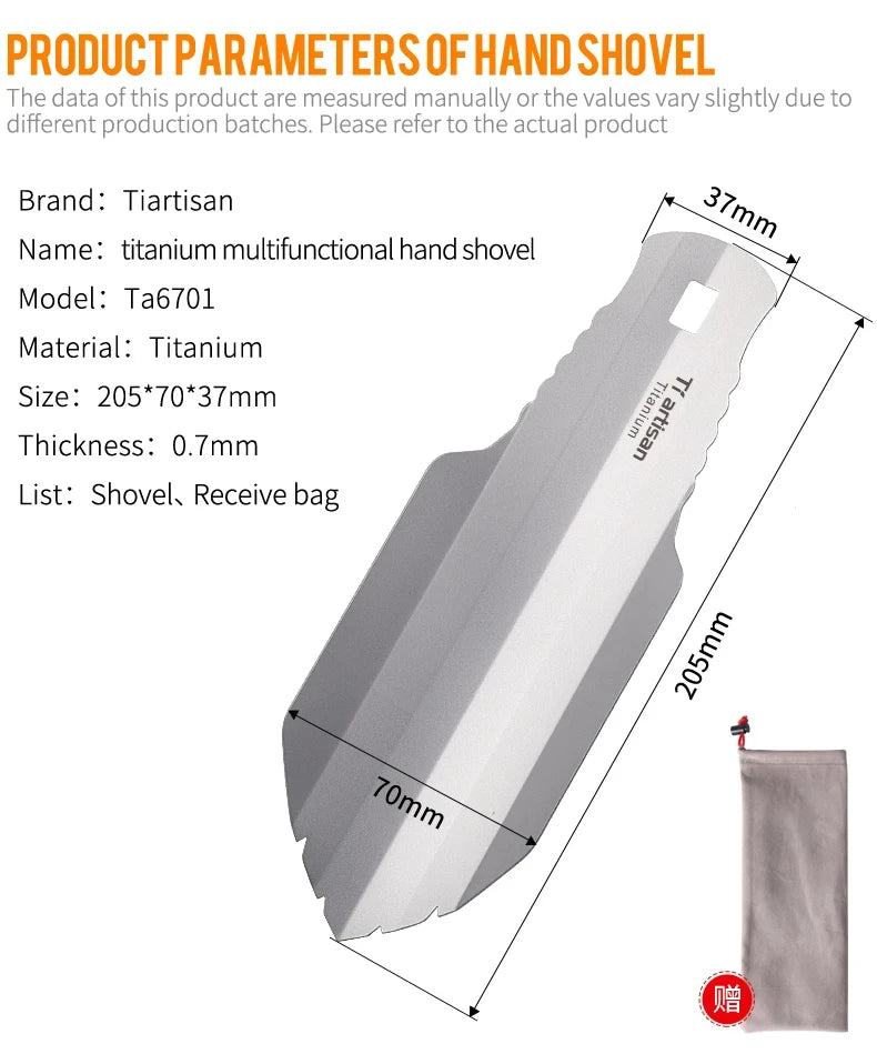Titanium Hand Shovel Mini Ultralight Portable Trowel