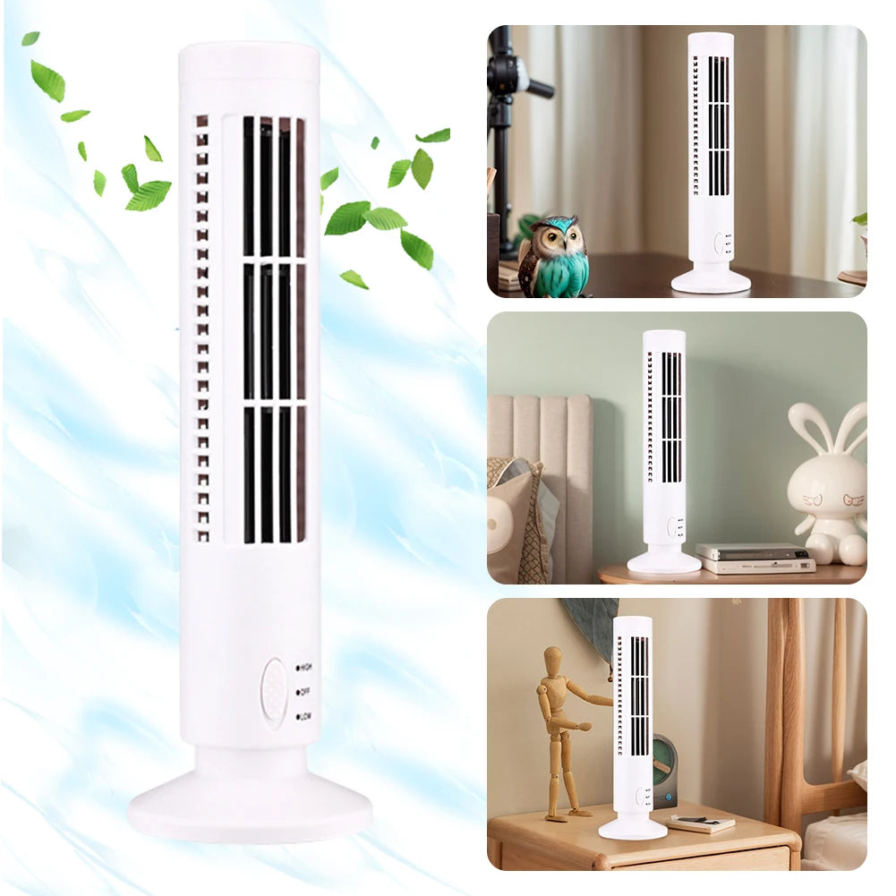 Beznástrojový LED věžový ventilátor s USB napájením a 90° oscilací