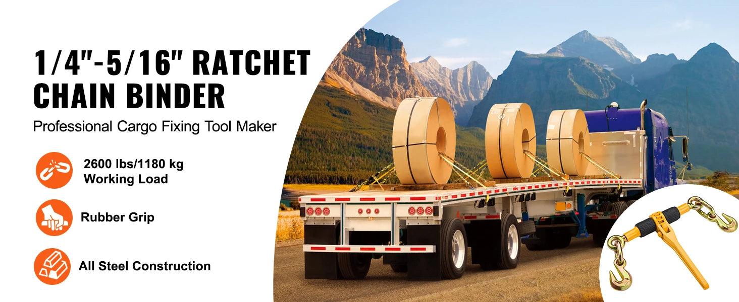 Ratchet Chain Load Binder 1/4"–5/16" Heavy Duty Tie-Down
