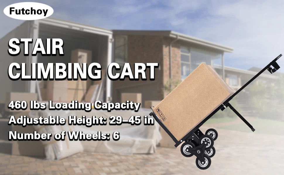 Stair Climbing Cart 460lbs Capacity, Portable Folding Trolley with 6 Wheels, Stair Climber Hand Truck with Adjustable Handle for Pulling, All Terrain Heavy Duty Dolly Cart for Warehouse (Style-C)