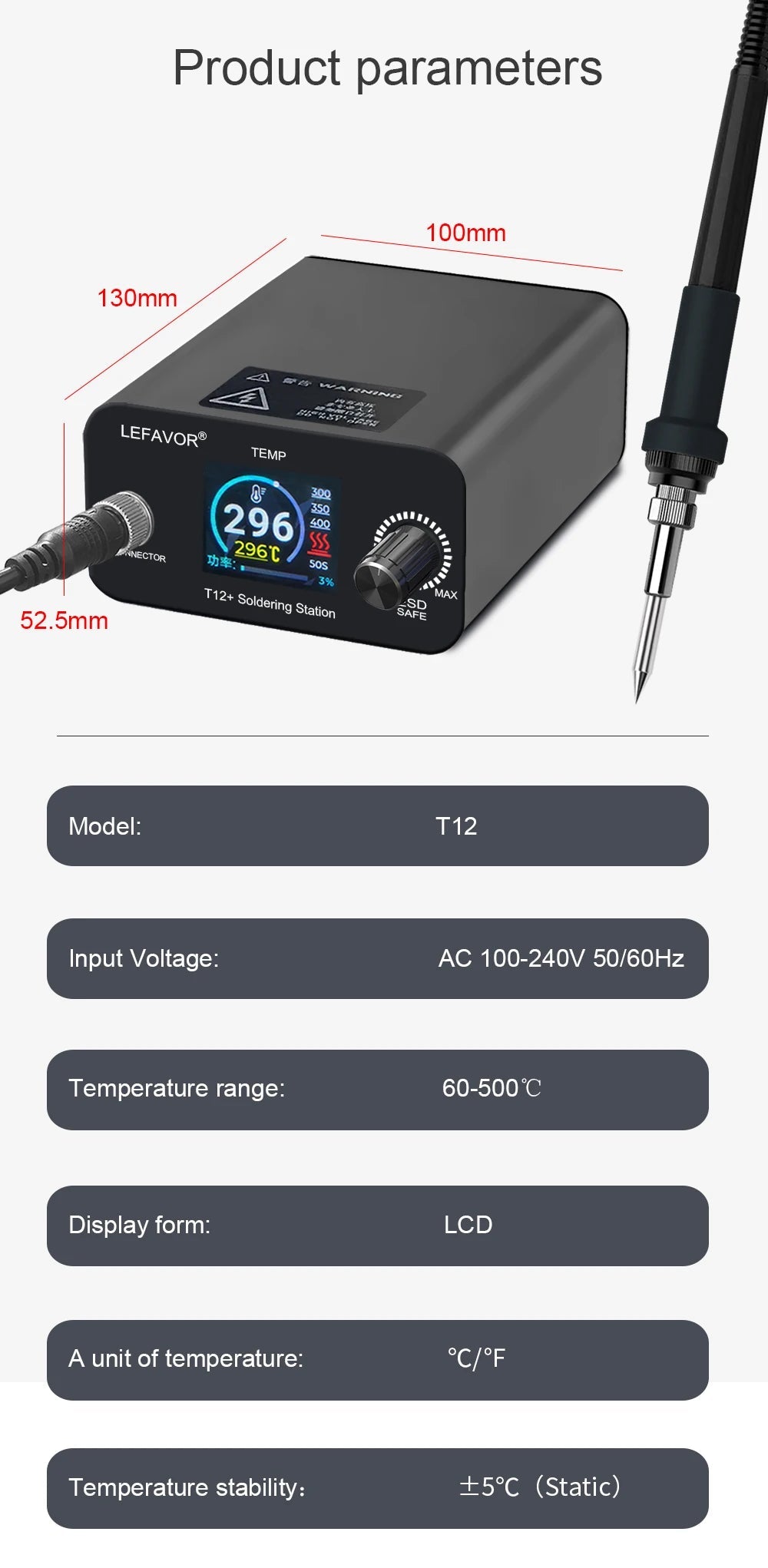 T12 75W Digital Soldering Iron StationTips Welding Rework Station  temperature adjustable control  microcontroller 