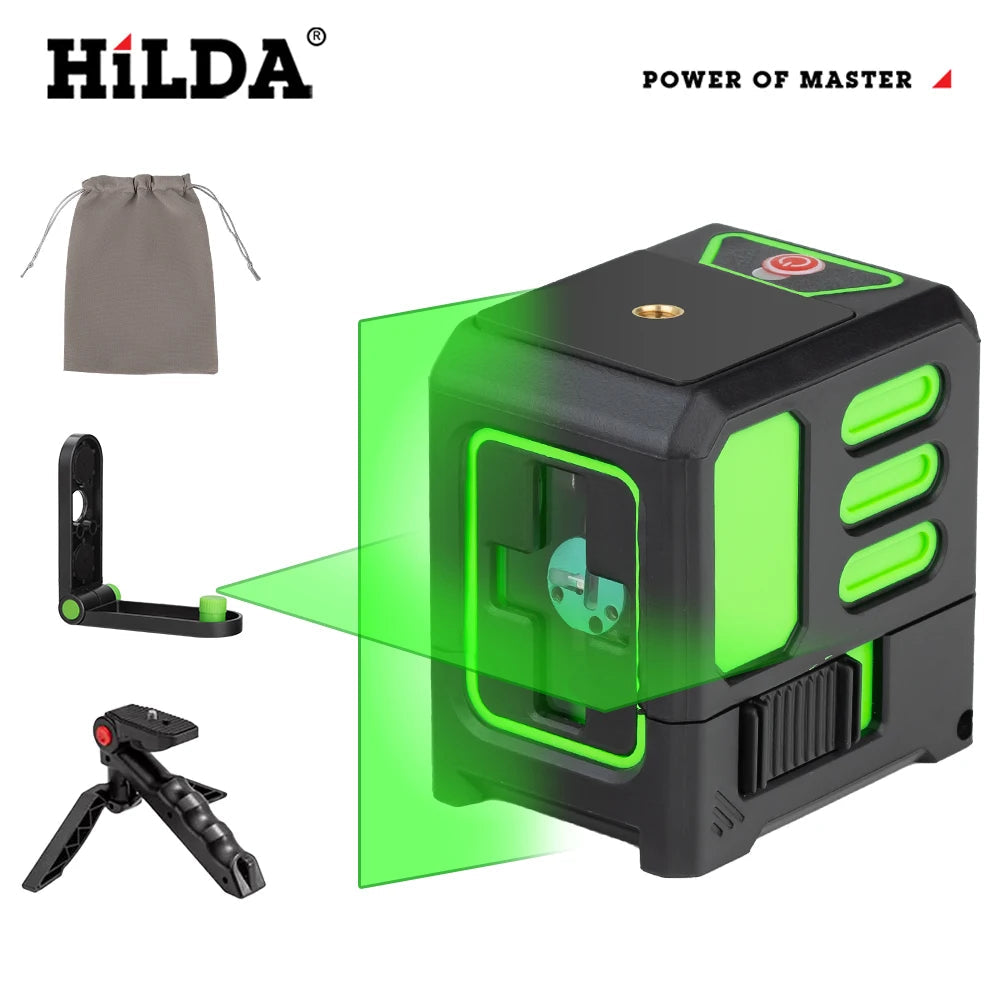 HILDA Laser Level 2 lines/5 Lines 360 Automatic Leveling Level Construction Tool Equipment Green Light Cross Laser Good Gift 