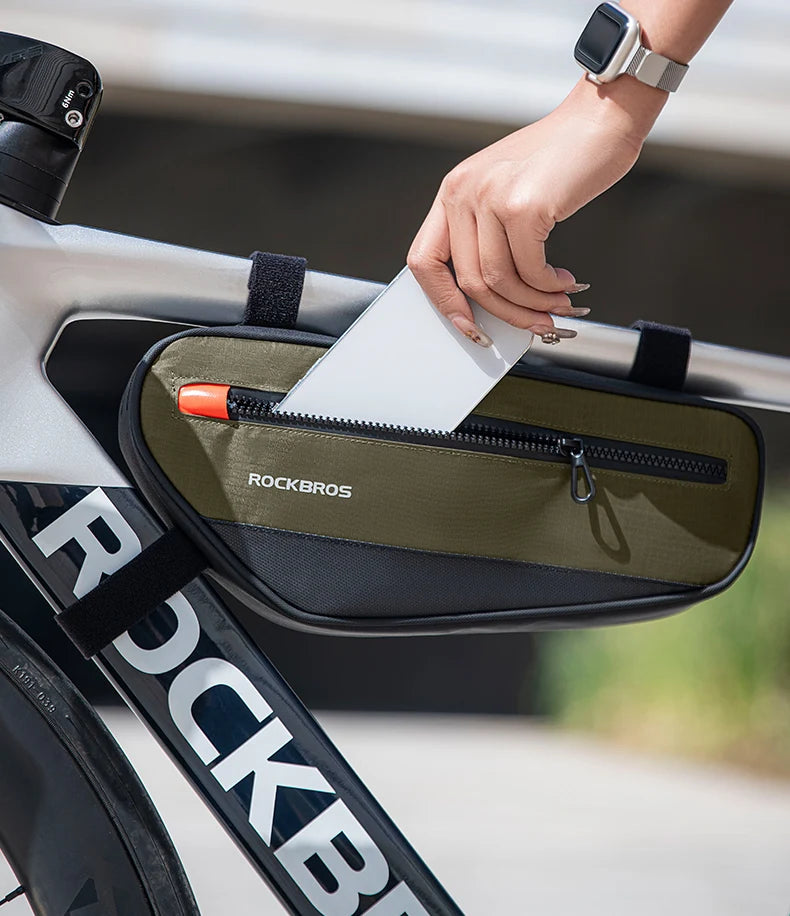 Bike Frame Tube Bag 1.7L with Reflective Design and Easy Mount