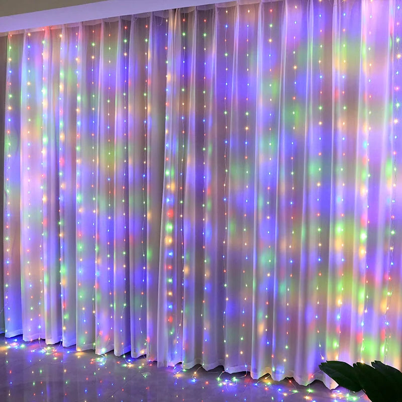 USB LED světelný závěs s dálkovým ovládáním, 8 režimů