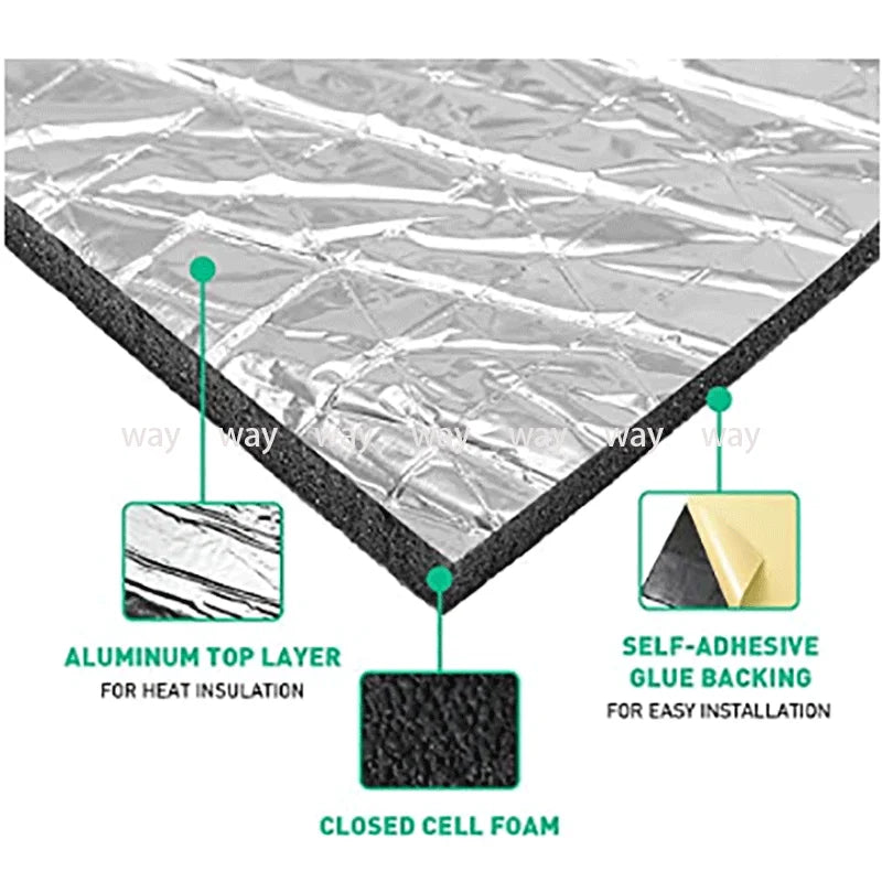 100/150/200/300cmx50cm Car Sound Deadener Mat 5/10/15mm Noise Heat Deadening Soundproof Dampening Mat For Car Hood Engine Door