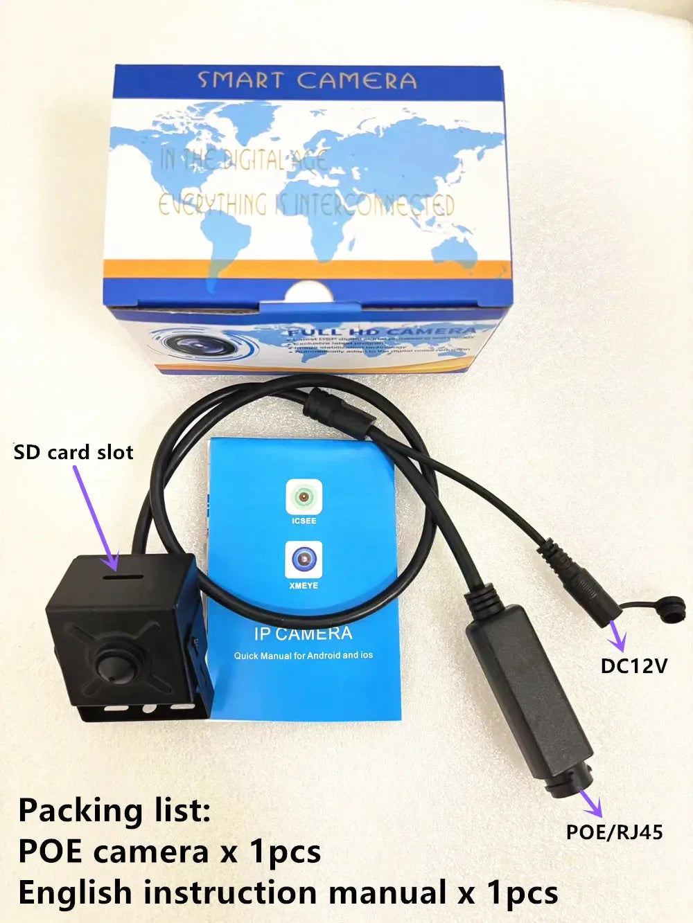Telecamera IP a foro stenopeico con registrazione su scheda SD POE