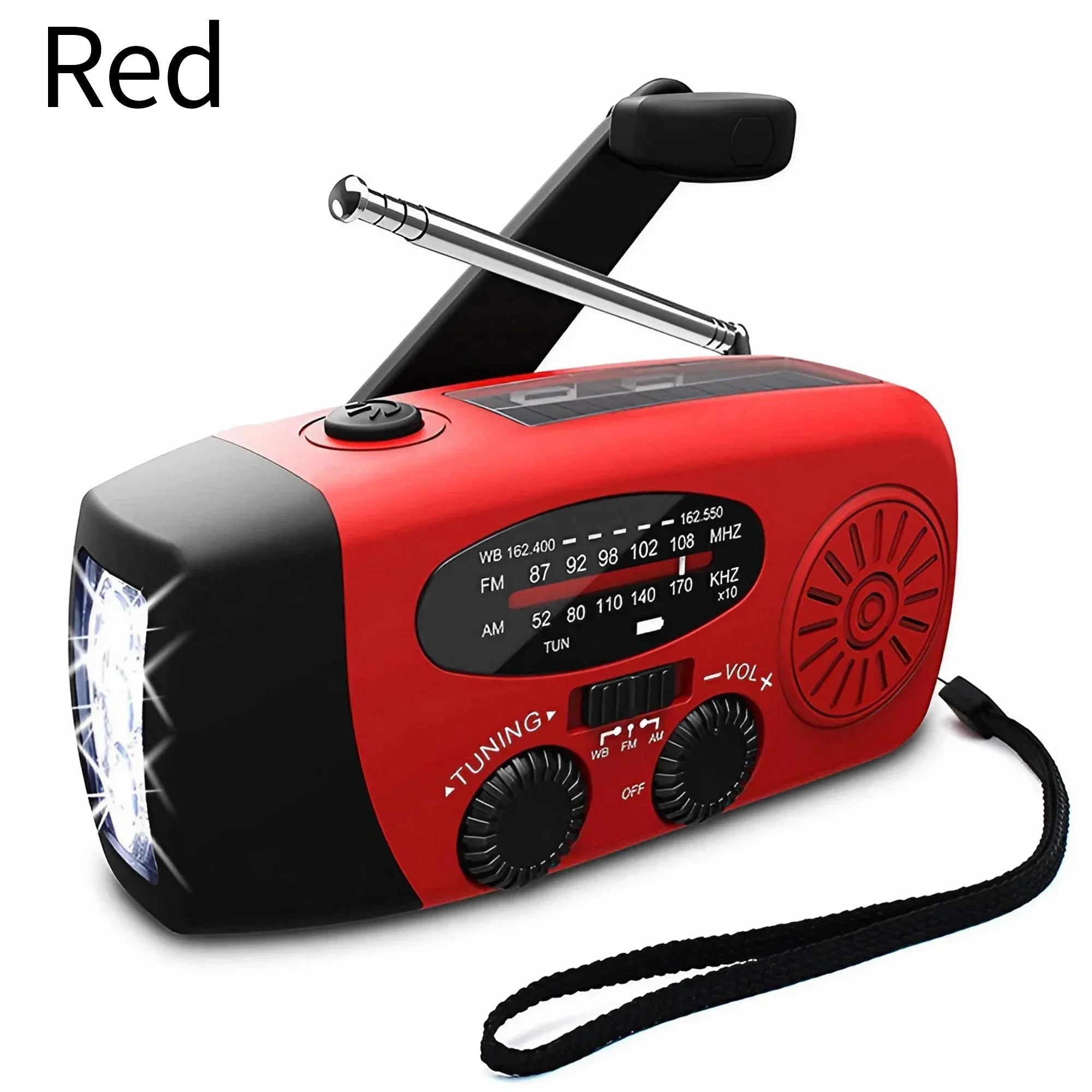 Weather Radio Emergency Multifunctional Radio FM AM WB Hand Crank Solar USB Charging 2000mAh Power Bank LED Flashlight Torch 