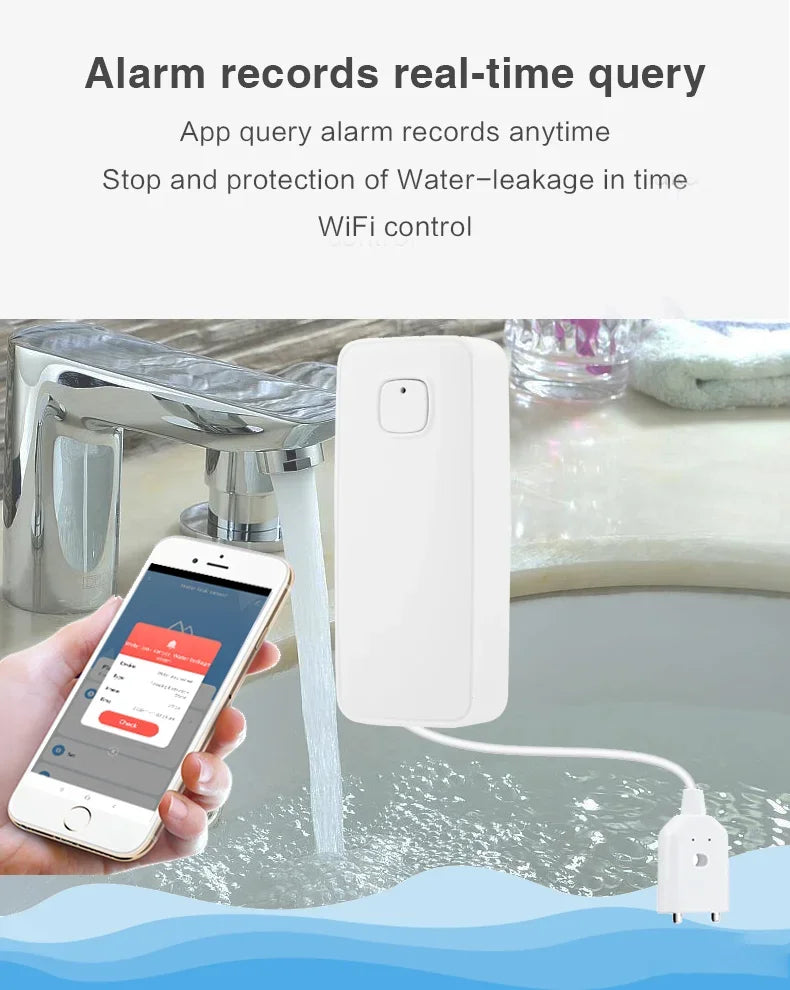 WiFi Water Leak Alarm with Tuya App Alerts